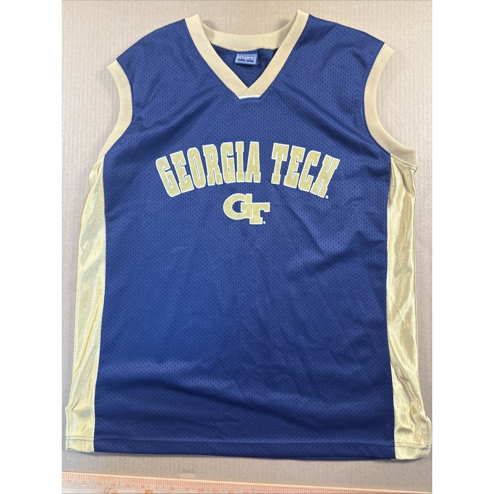 Vintage Georgia Tech Champs Jersey Adult Medium Blue Gold NCAA